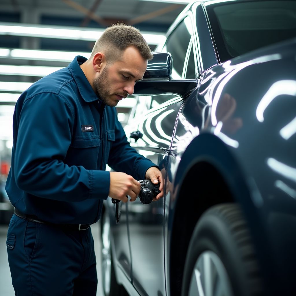 Técnico especializado realizando mantenimiento de un vehículo eléctrico